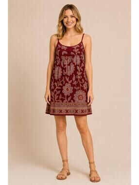 NWT Guadalupe Burgundy Printed Dress Size Small